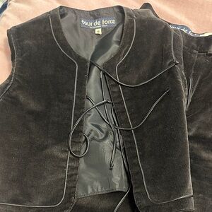 Tour de Force Black Velvet Vest and pant set vintage